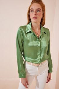 Peanut Green Women’s Silk Shirt – Light & Flowing Sophistication