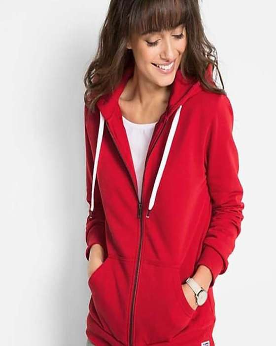 Red Ladies Zipper Hoodie