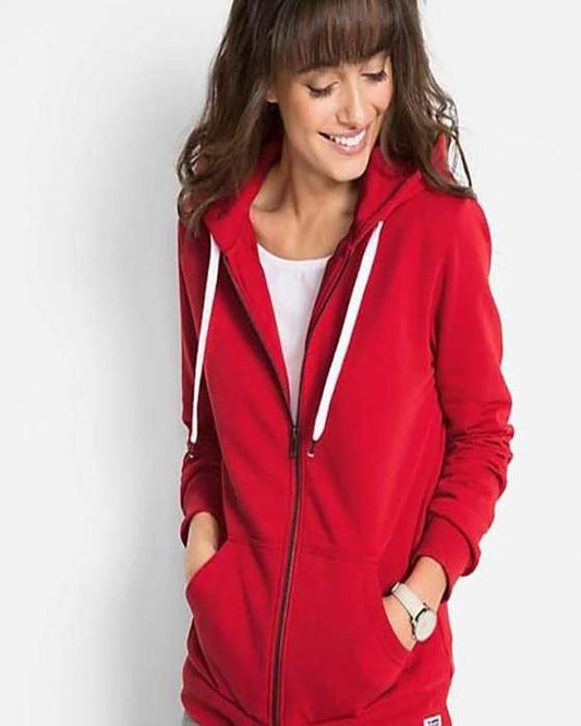 Red Ladies Zipper Hoodie