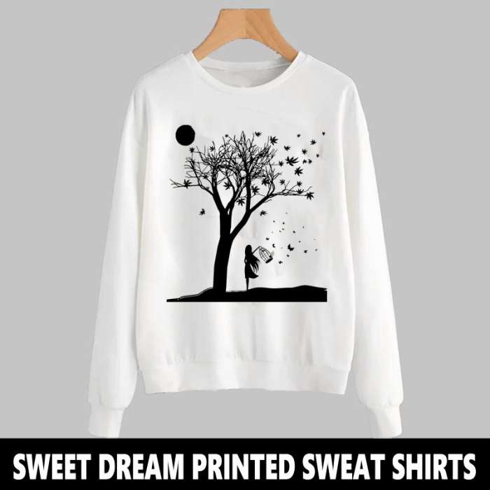WHITE SWEET DREAM PRINTED SWEAT SHIRT