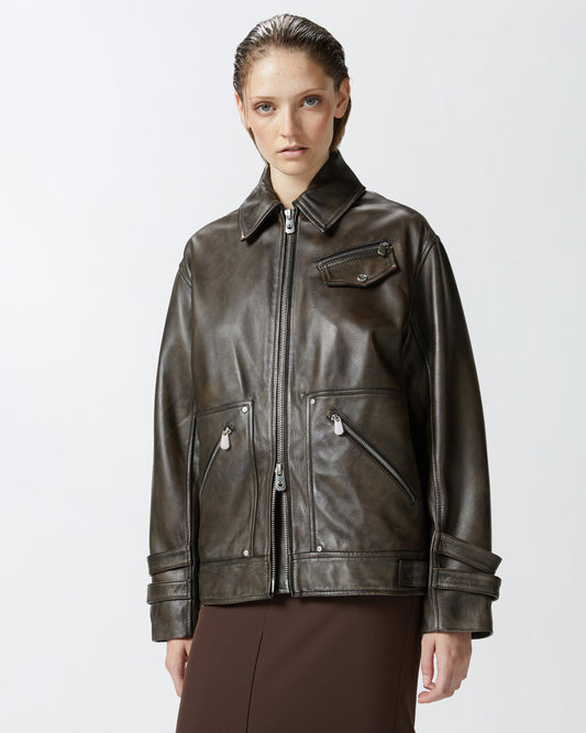 Vintage-Style Women's Leather Jacket