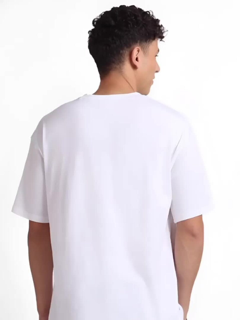 Round Neck Oversized Cotton T-Shirt for Men – Short Sleeves Casual Tee | DENIMS