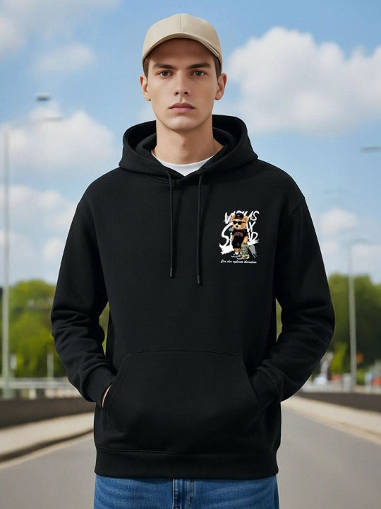 Men Graphic Printed Hooded Sweatshirt – Full Sleeve Cotton Fleece