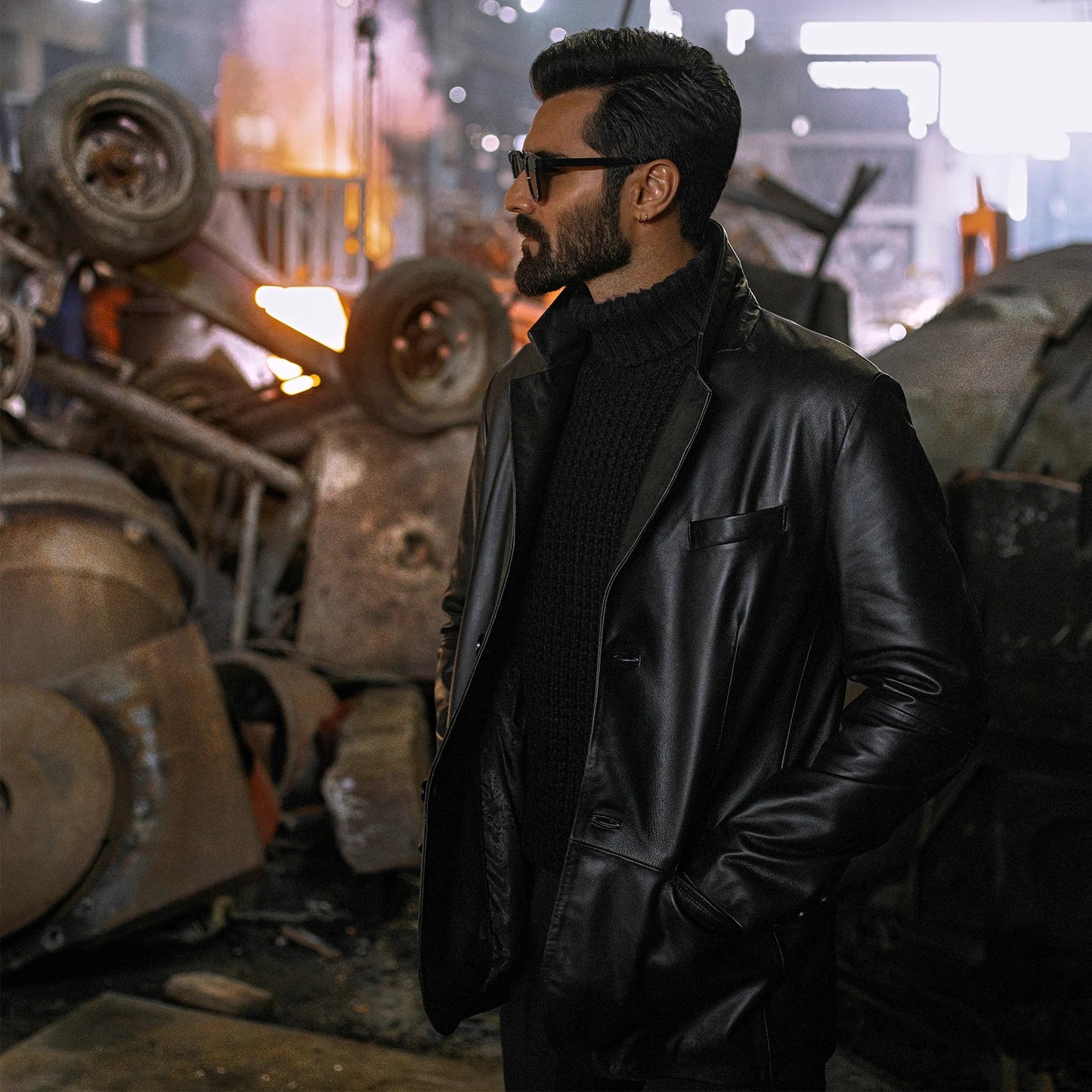 Traditional Genuine Leather Coat For Men's