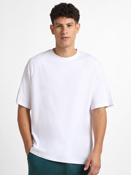 Round Neck Oversized Cotton T-Shirt for Men – Short Sleeves Casual Tee | DENIMS