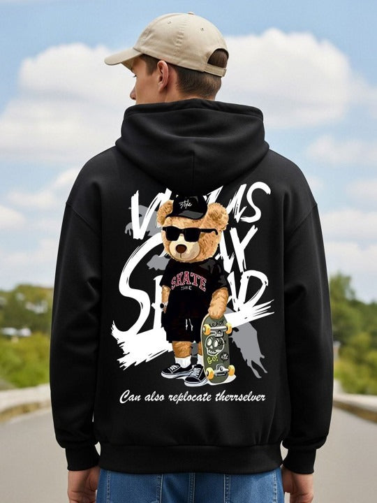 Men Graphic Printed Hooded Sweatshirt – Full Sleeve Cotton Fleece