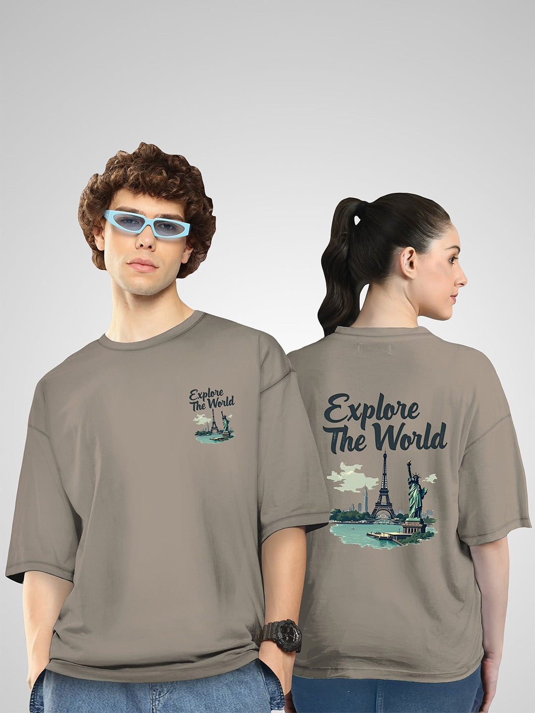 Unisex Twistform Twinny Zone Pack of 2 ExploreW2 Printed Cotton Oversized T-Shirts – Trendy Unisex Streetwear Tees in Pakistan | DENIMS