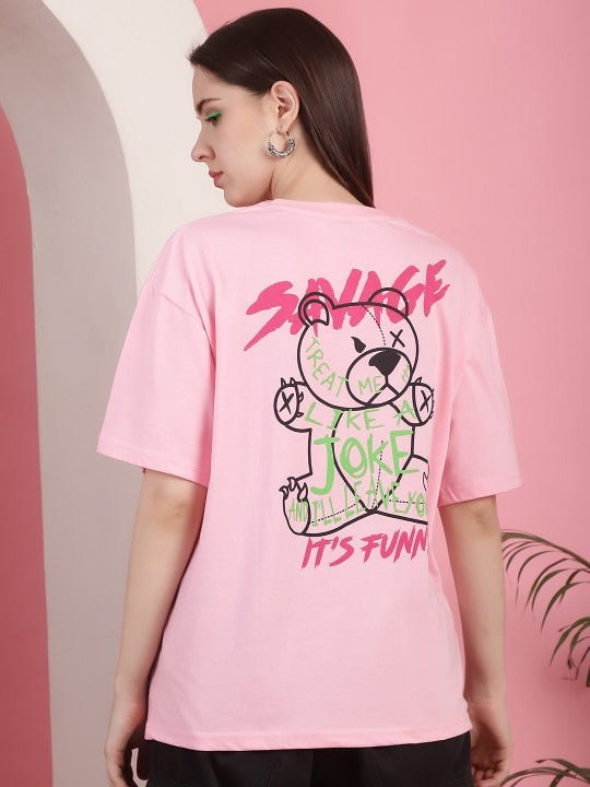 Women Graphic Printed Round Neck Cotton Oversized T-Shirt – Casual Fashion Pakistan