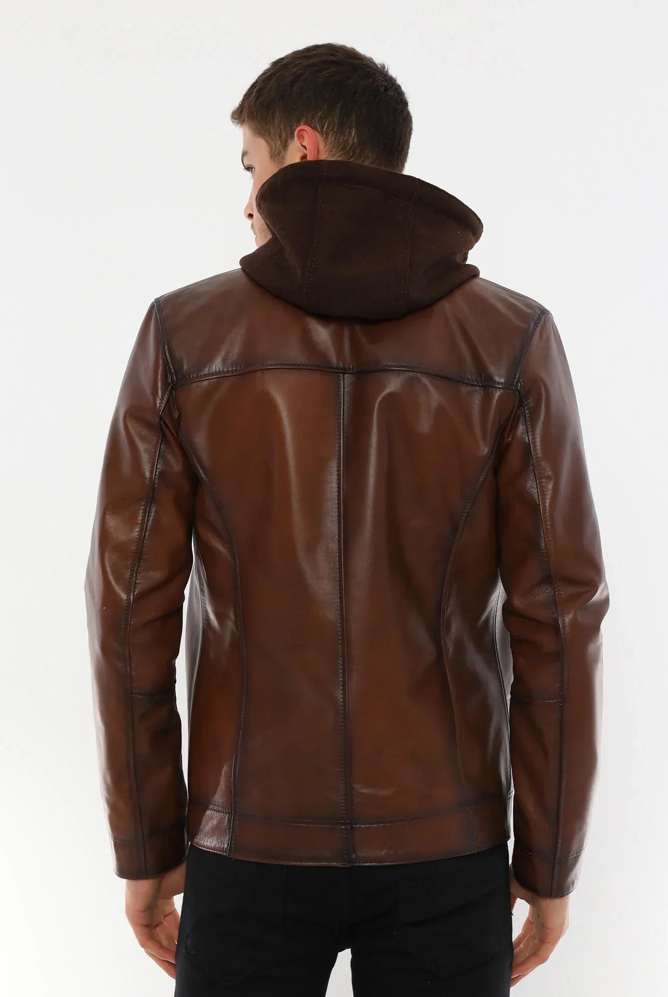Ace Luca Brown Hooded Leather Jacket
