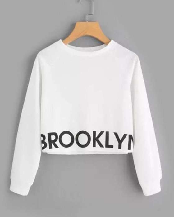 WHITE BROOKLYN CROPPED SWEATSHIRT FOR womens