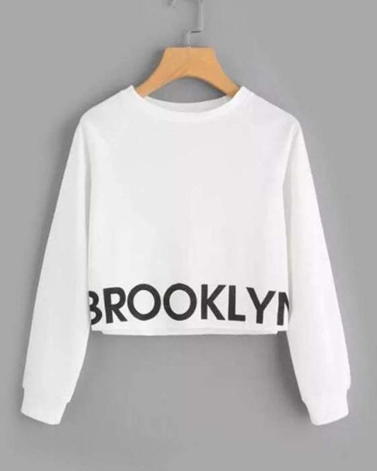 WHITE BROOKLYN CROPPED SWEATSHIRT FOR womens