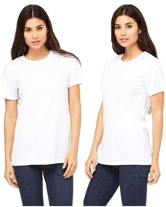 White Cotton Plain T-Shirt for Women