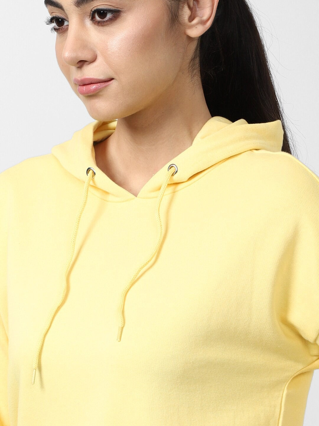 Women Yellow Hooded Hoodie — Bright Cotton Pullover with Kangaroo Pocket | DENIMS Pakistan