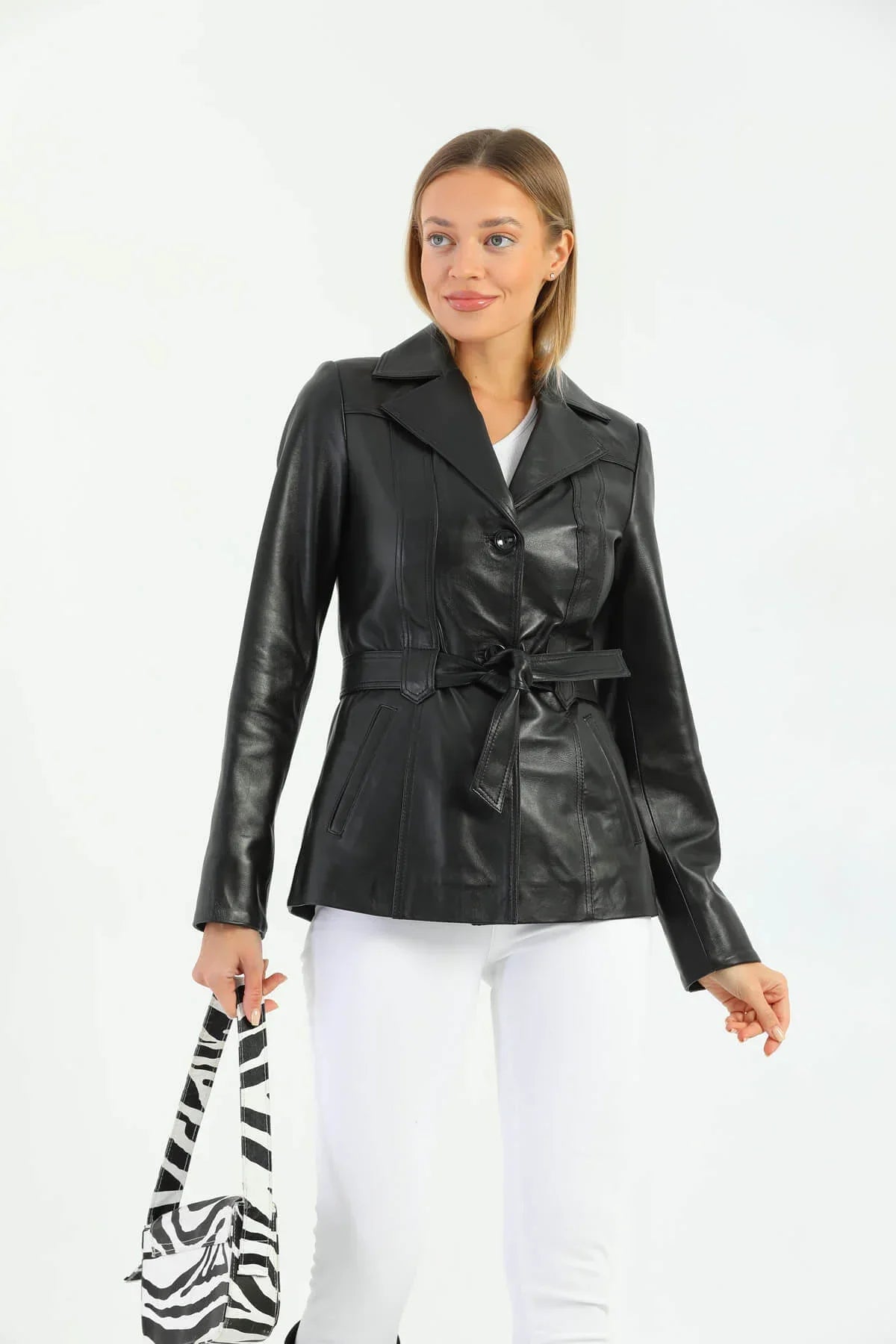 Esta Black Leather Jacket For Women