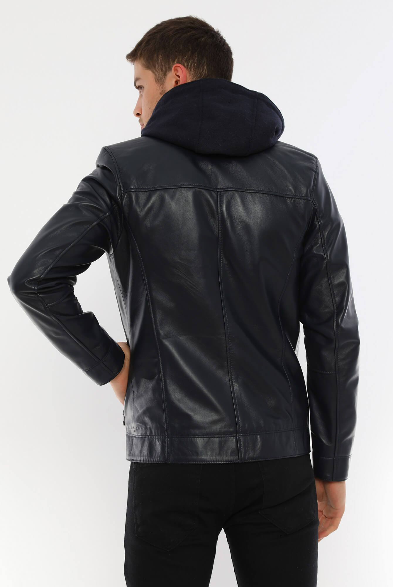 Ace Luca Hooded Genuine Leather Jacket