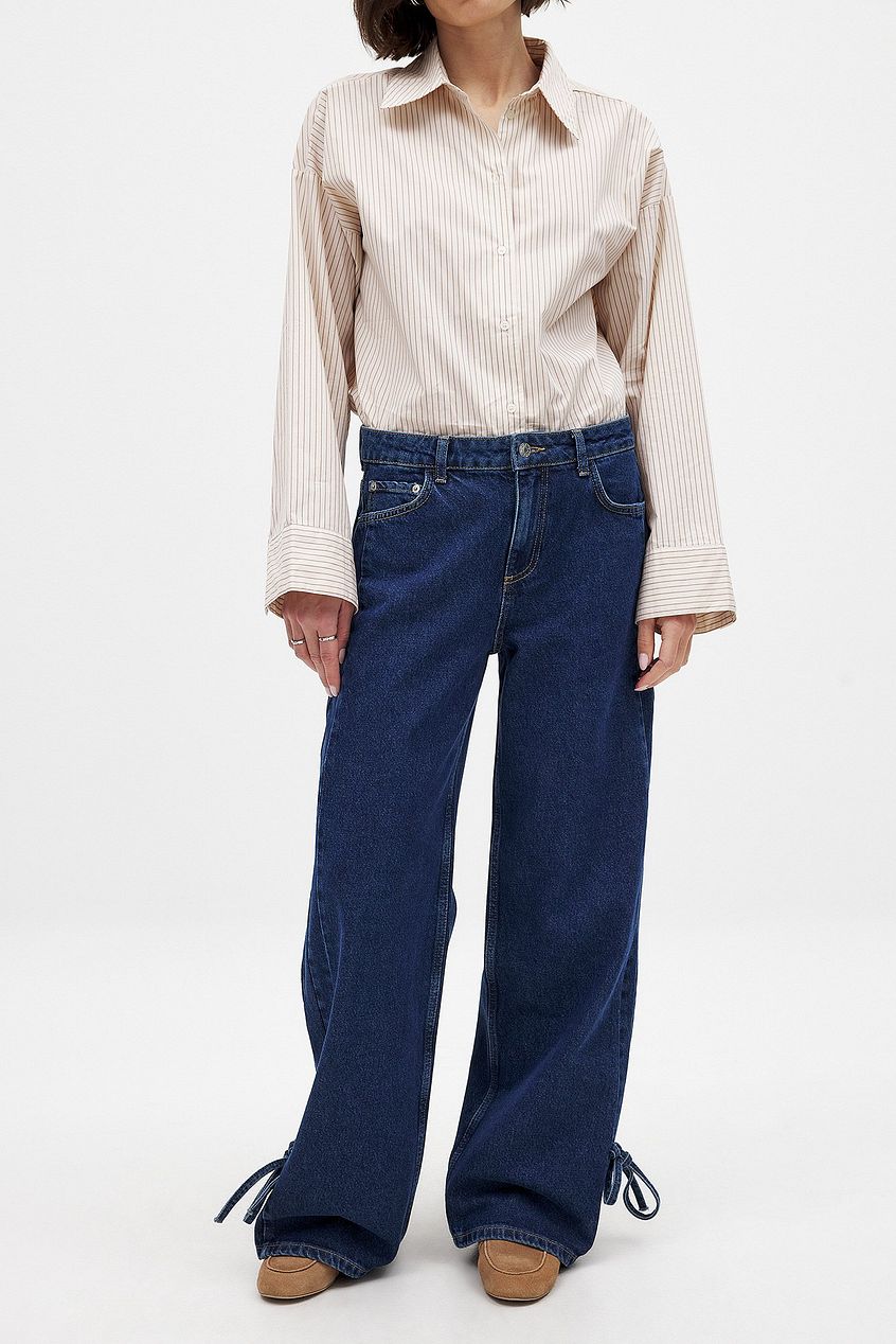 Women Tie Detail Denim Jeans – Tie-Front Waist Denim, Adjustable Fit & Fusion Style | DENIMS