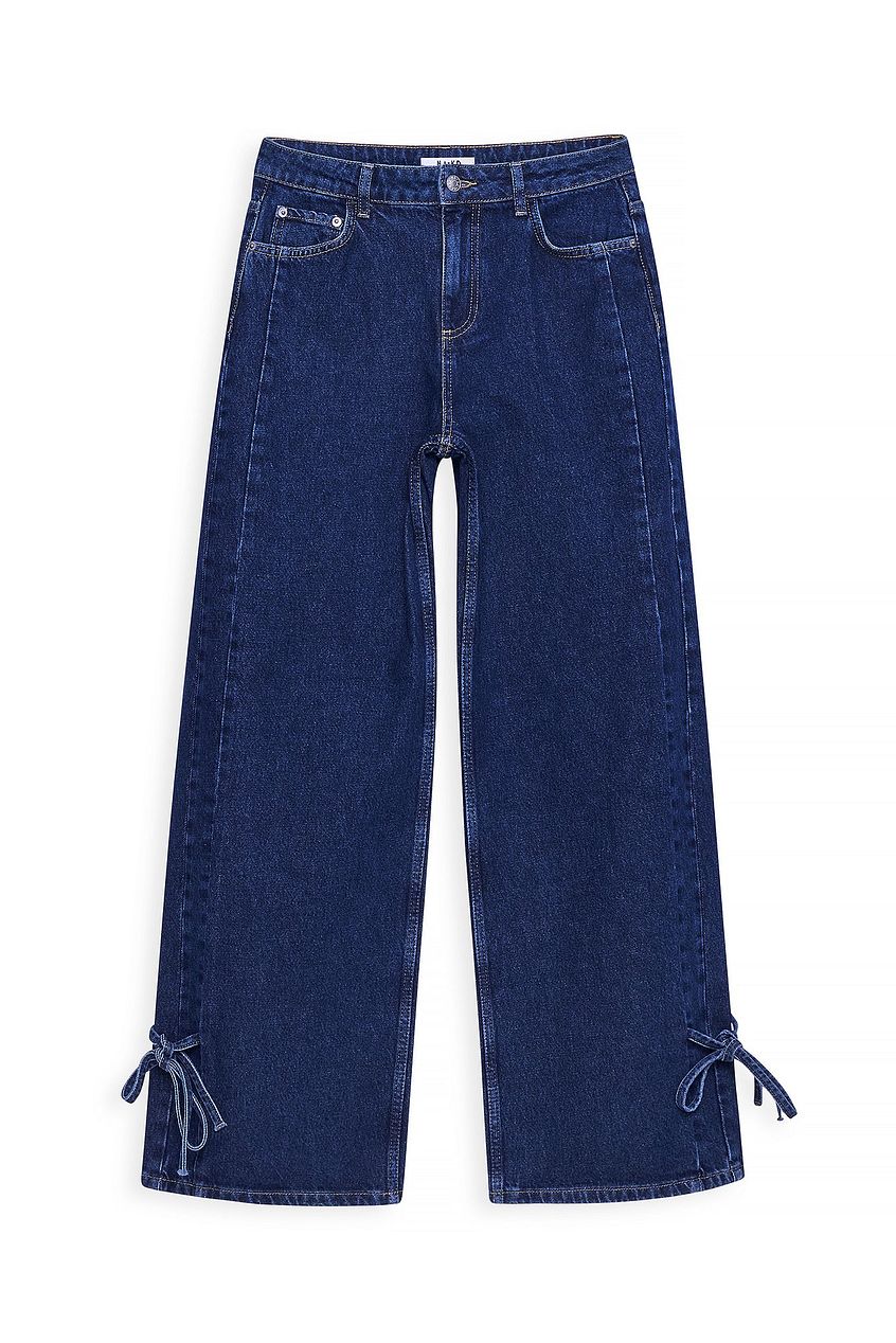 Women Tie Detail Denim Jeans – Tie-Front Waist Denim, Adjustable Fit & Fusion Style | DENIMS