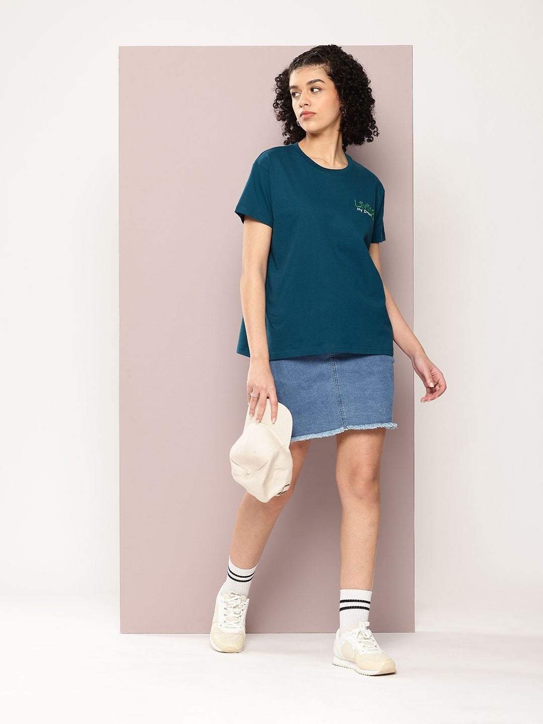 Women Typography Printed Boxy T-shirt – Trendy Cotton Casual Wear Pakistan