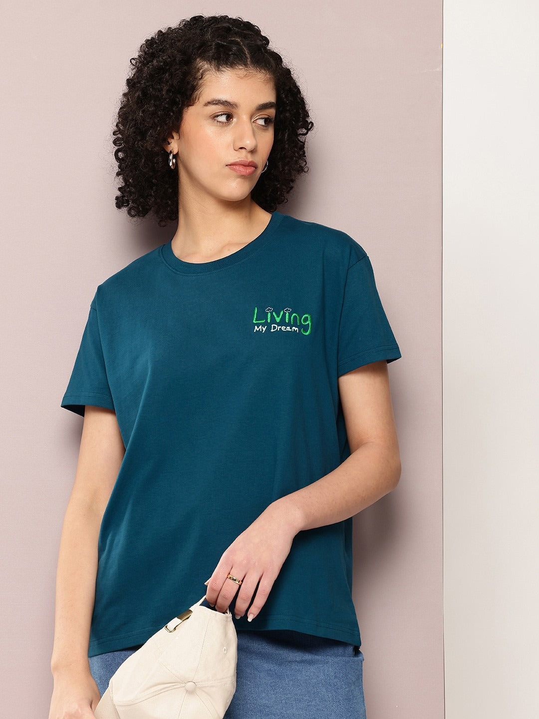 Women Typography Printed Boxy T-shirt – Trendy Cotton Casual Wear Pakistan