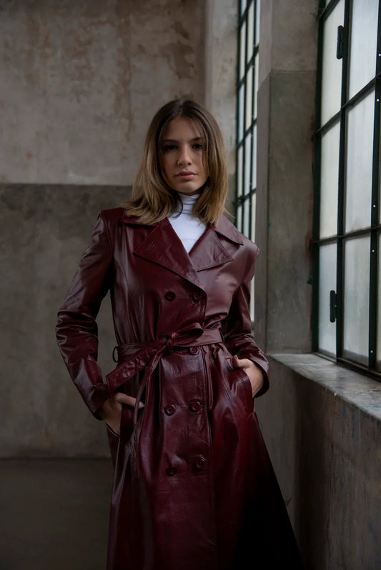 Ace Brown Leather Coat For Women's