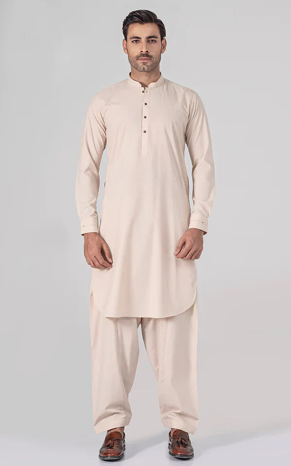 Wash & Wear - Premium Shalwar Kameez - Beige