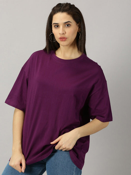 Round Neck Drop-Shoulder Sleeves Pure Cotton Oversized T-shirt – Casual Women’s Wear in Pakistan