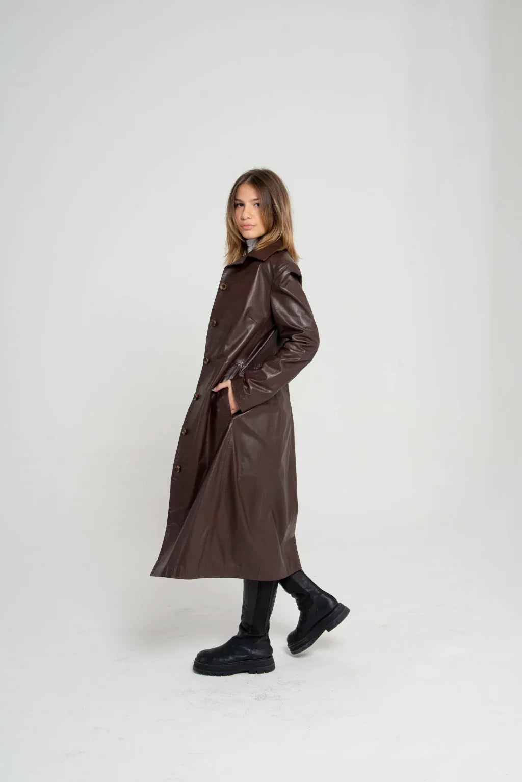 Brown Leather Coat For Women