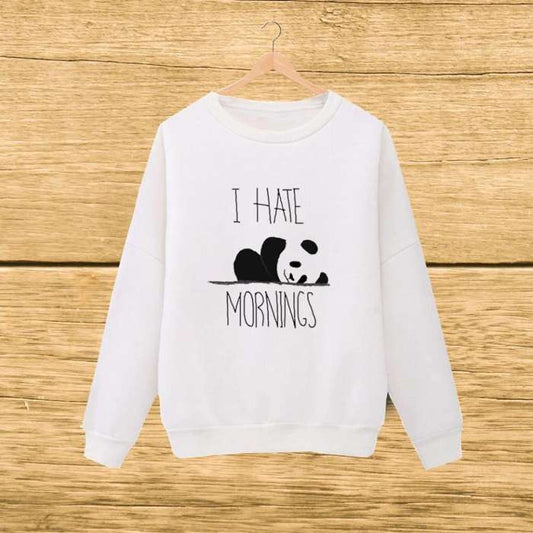 White i hate morning sweat shirt For Women