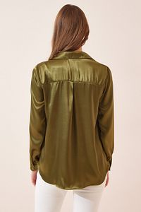 Green Light Flowing Silk Shirt for Women – Elegant & Luxurious