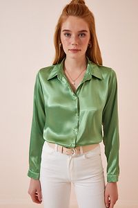 Peanut Green Women’s Silk Shirt – Light & Flowing Sophistication