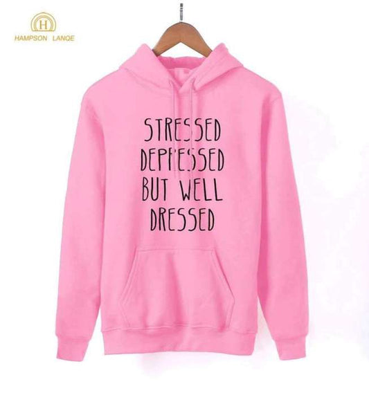 Stressed Stylish Pink Printed Hoodie For Women