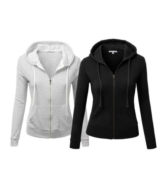 HB INDUSTRIES Mart A to Z Women Pack Of 2 Grey Black Zipper Hoodies. SS 84