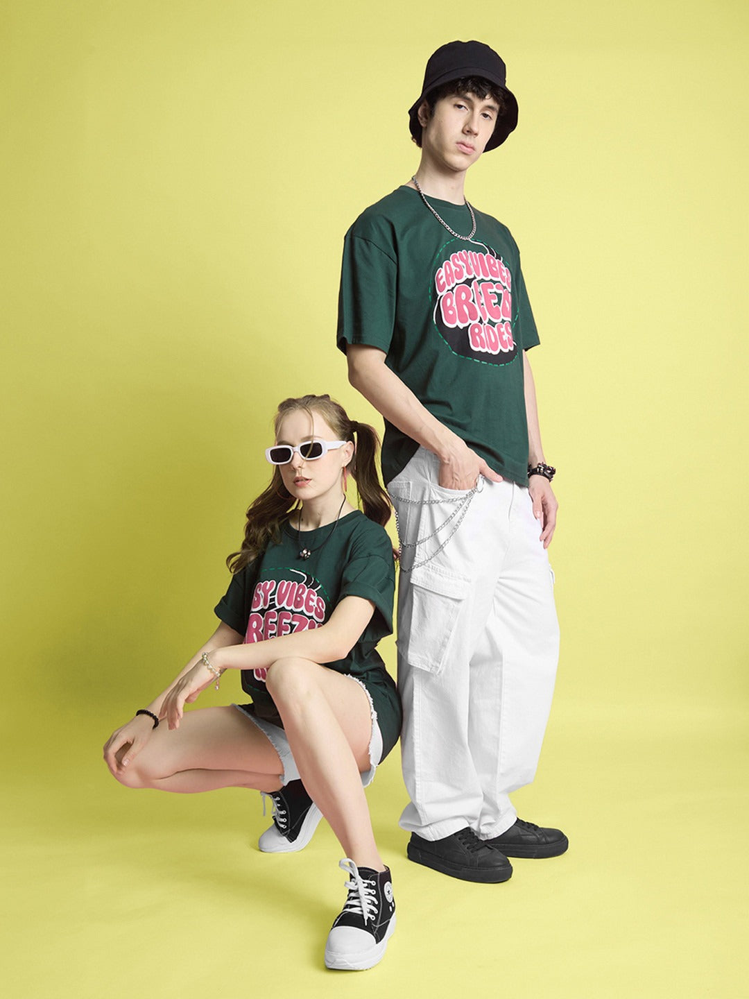 Unisex Typography Printed Round Neck Cotton Oversized T-shirt – Trendy Streetwear in Pakistan | DENIMS