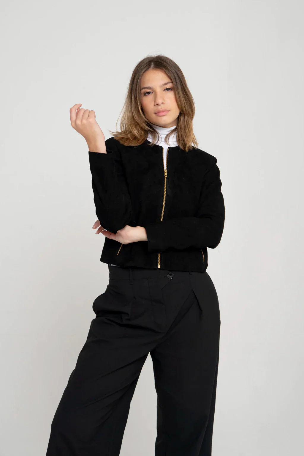 Black Women's Suede Leather Jacket