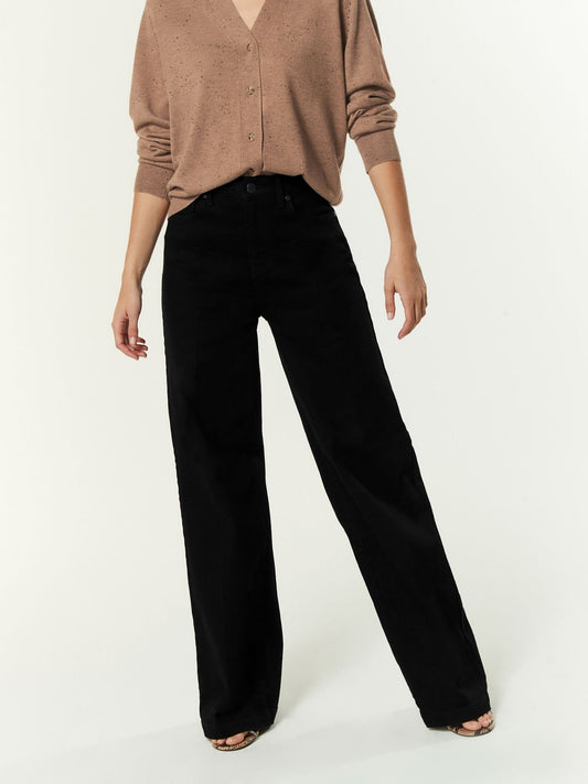 Women Black Wide Leg Jeans – High Waist Loose Fit Denim Pants for Women in Pakistan | DENIMS