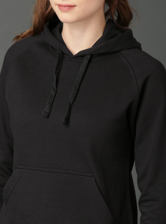 HB INDUSTRIES Women Black Solid Hooded Sweatshirt