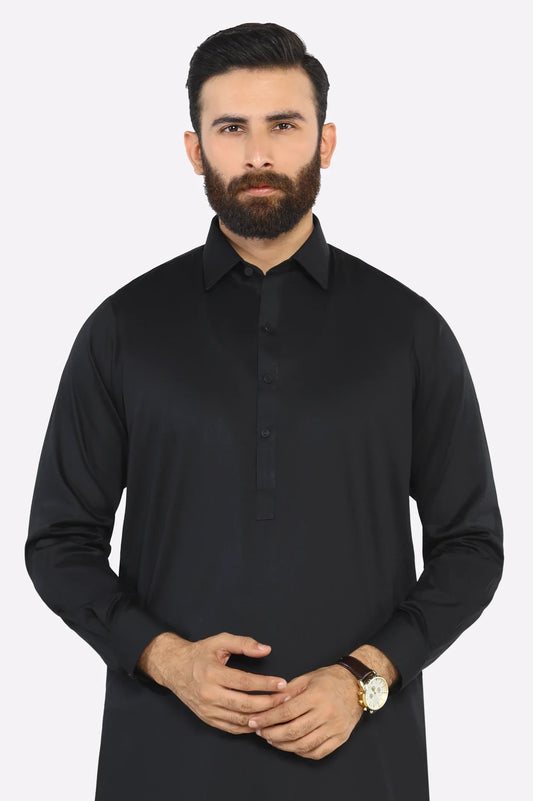 Black Men's Cotton Shalwar Kameez