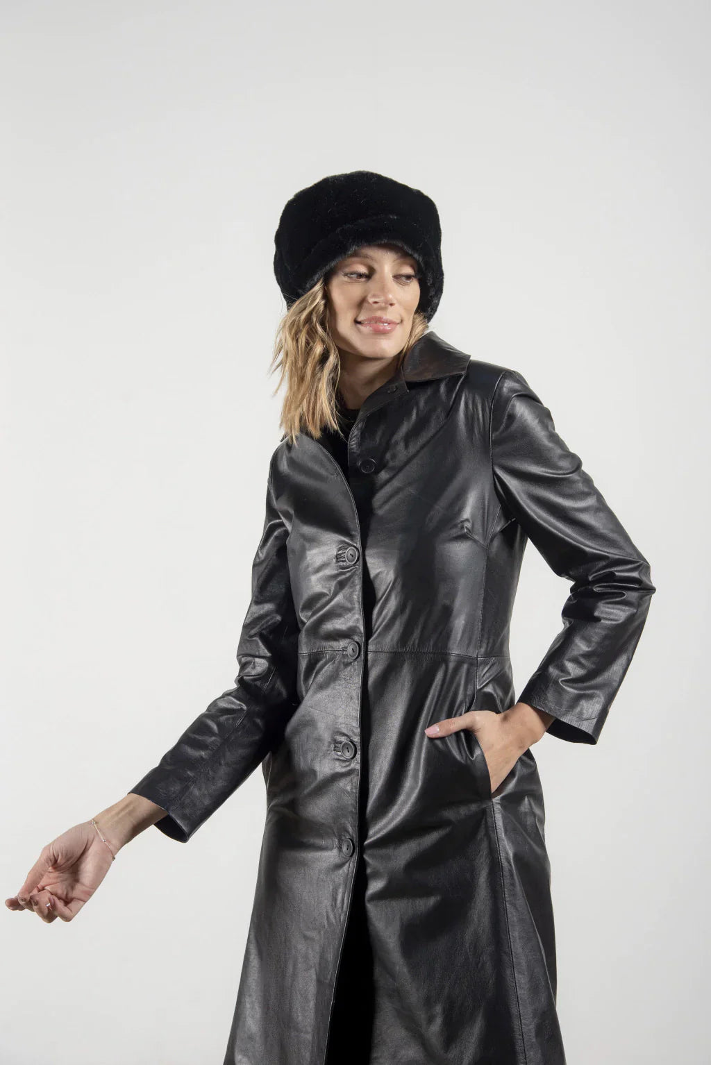Ace Black Leather Coat For Women