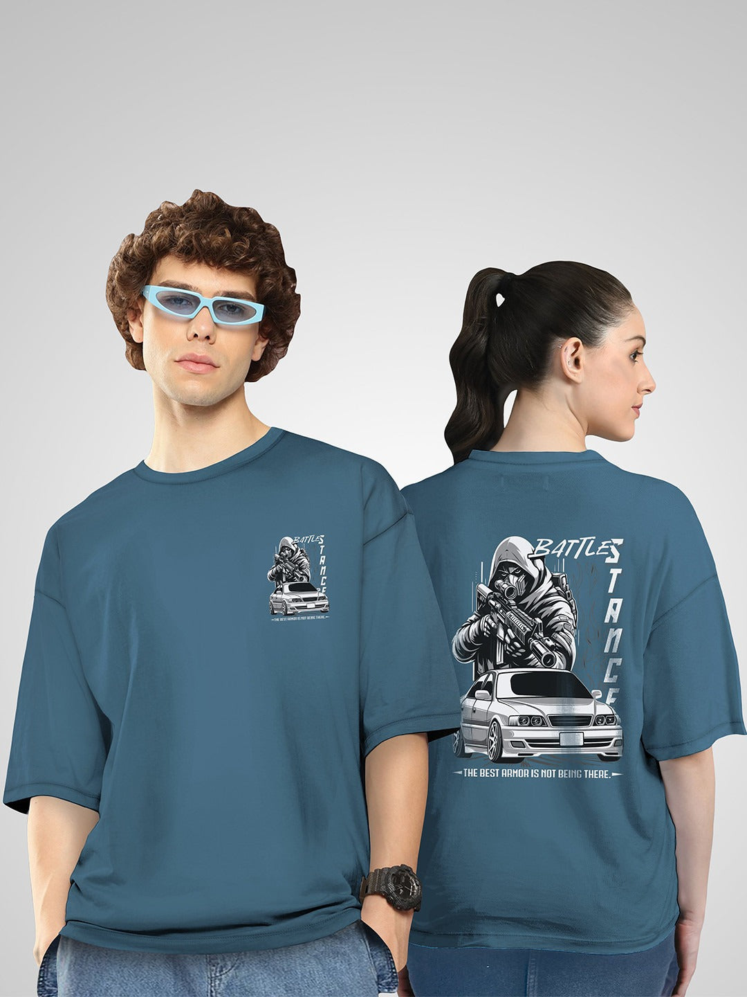 Unisex Pack of 2 HustleH Printed Cotton Oversized T-Shirts – Twinny Zone Graphic Tees for Men & Women in Pakistan | DENIMS