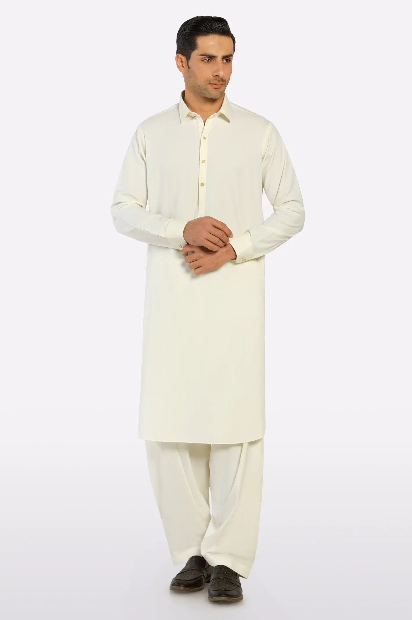 Off White Cotton Shalwar Kameez