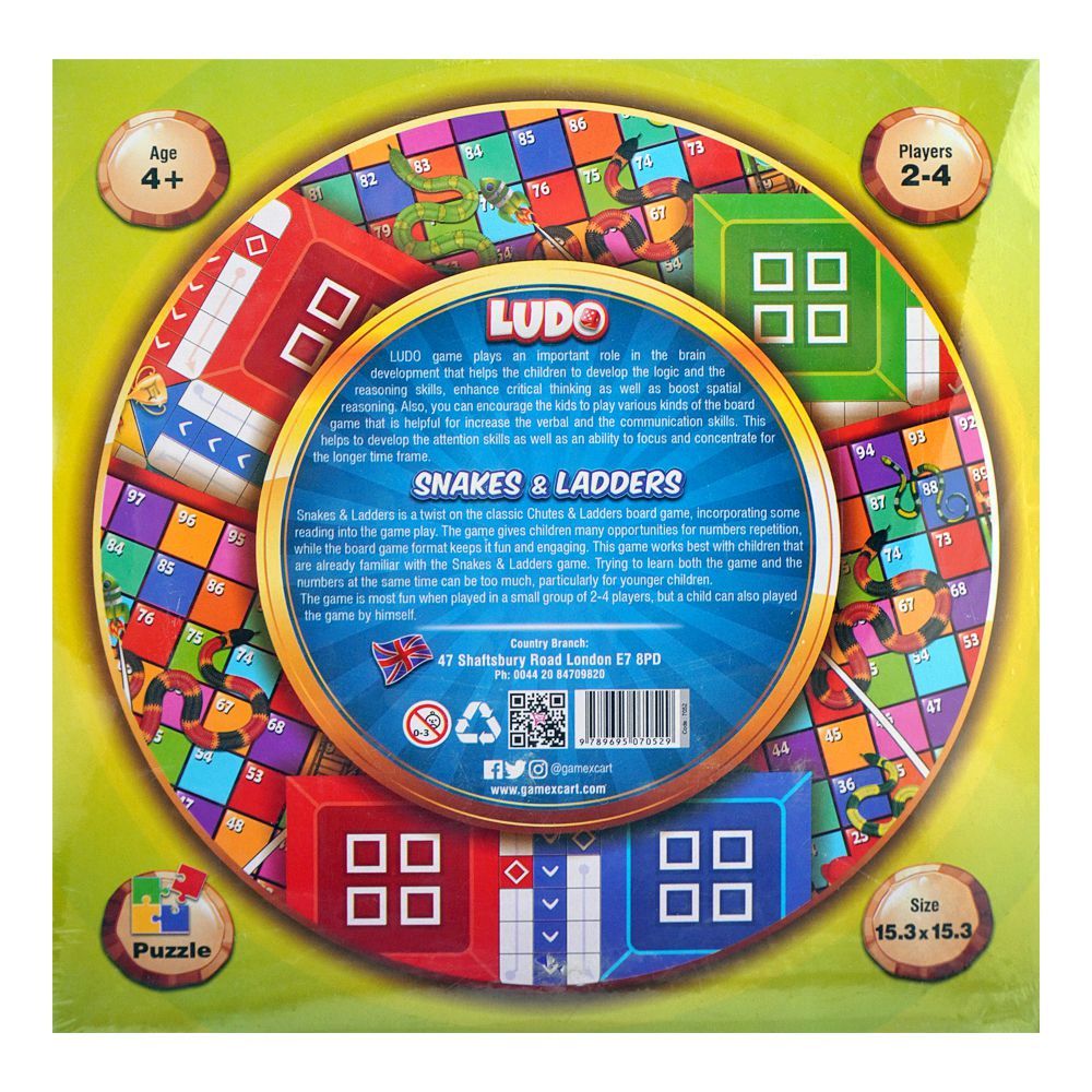 2-In-1 Ludo & Snakes N Ladders, For 4+ Years