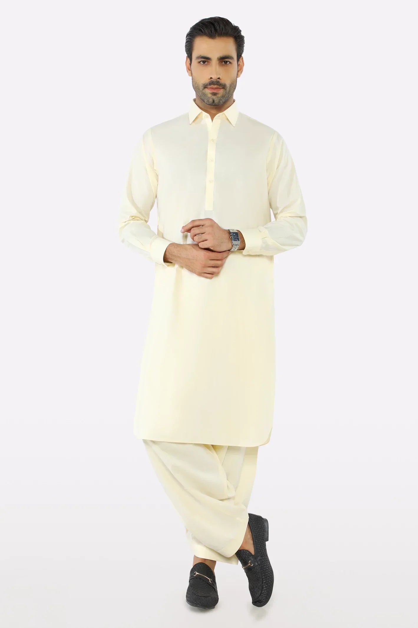 Cream Wash & Wear Shalwar Kameez