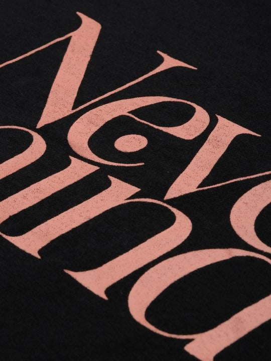 DENIMS Women Black Red Printed Cotton Crop T-Shirt