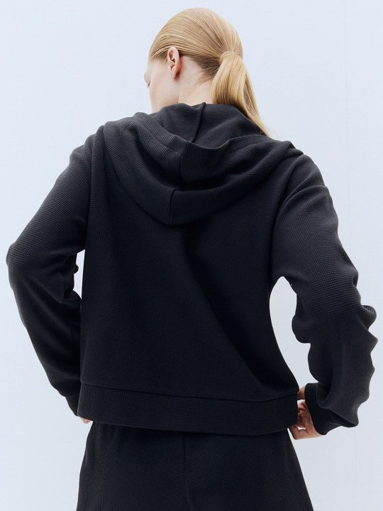 Waffled Zip-Through Hoodie — Lightweight Waffle Knit Zip Hoodie for Women & Men Pakistan