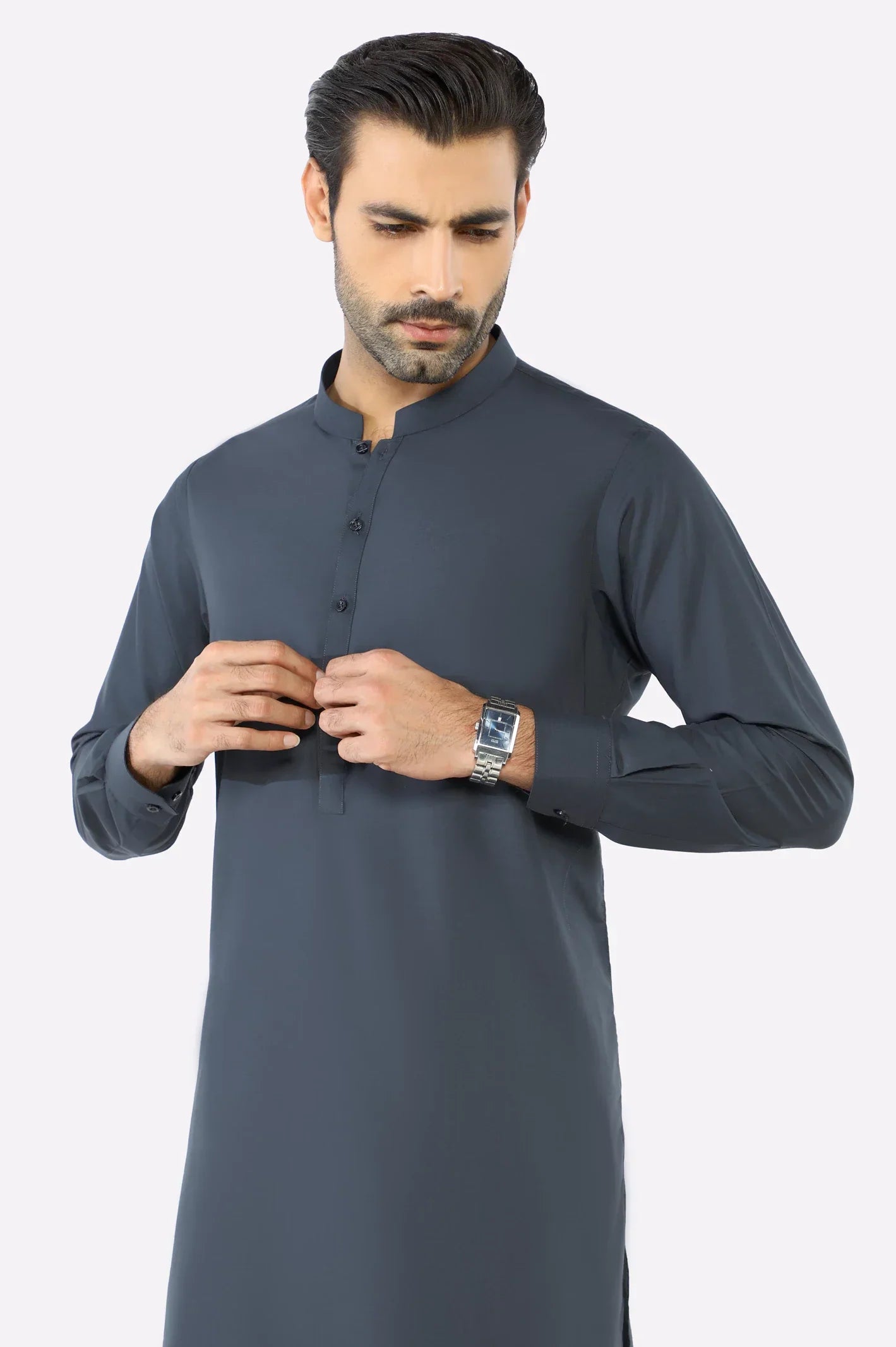 Dark Grey Wash & Wear Shalwar Kameez