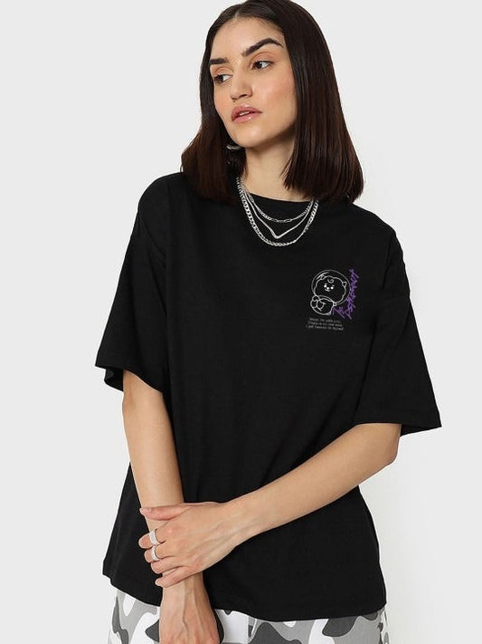 Women Printed Oversized Cotton Drop-Shoulder T-Shirt Pakistan