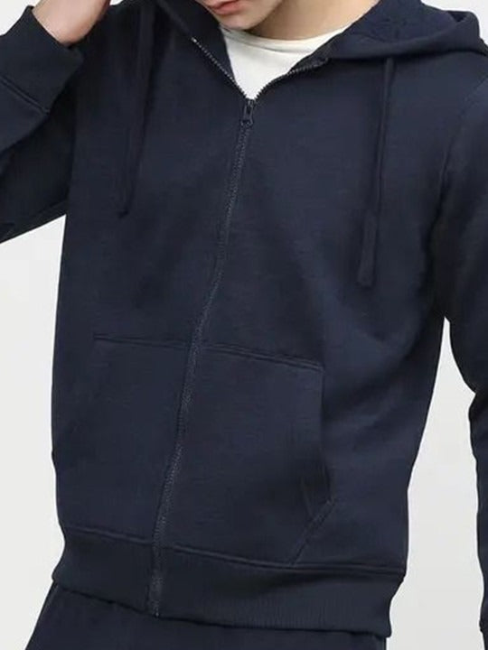 Men Cotton Zipper Hoodie – Solid Full Sleeves Winter Wear in Pakistan