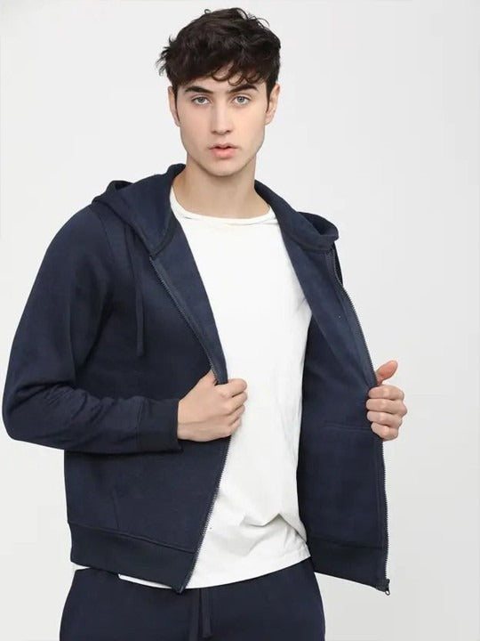 Men Cotton Zipper Hoodie – Solid Full Sleeves Winter Wear in Pakistan