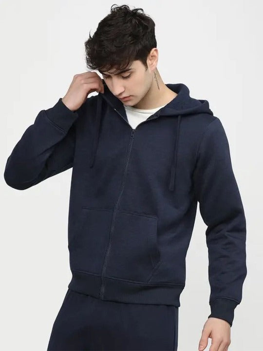 Men Cotton Zipper Hoodie – Solid Full Sleeves Winter Wear in Pakistan