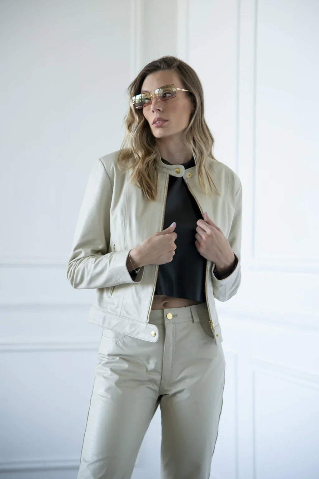 Off White Women Biker Leather Jacket